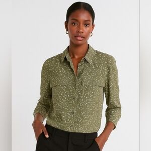 EVRI Speckled Camp Blouse Moss Green 0X